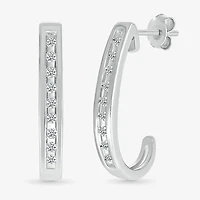 Womens 1/10 CT. T.W. Natural White Diamond Sterling Silver 17.2mm Hoop Earrings