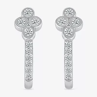 Womens 1/8 CT. T.W. Natural White Diamond Sterling Silver 15.6mm Hoop Earrings