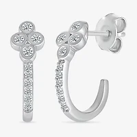 Womens 1/8 CT. T.W. Natural White Diamond Sterling Silver 15.6mm Hoop Earrings
