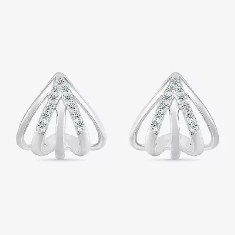 1/8 CT. T.W. Natural White Diamond Sterling Silver 12mm Stud Earrings