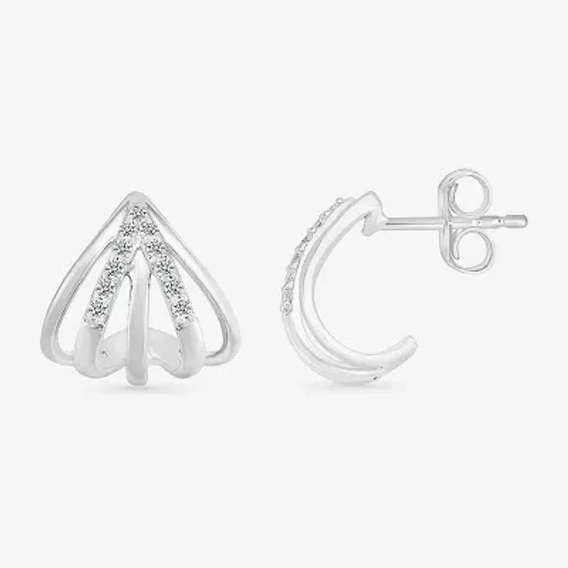 1/8 CT. T.W. Natural White Diamond Sterling Silver 12mm Stud Earrings