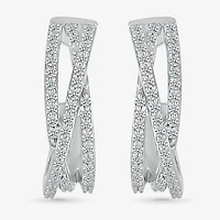 Womens 1/ CT. T.W. Natural White Diamond Sterling Silver 18mm Hoop Earrings