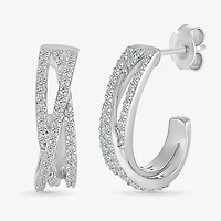 Womens 1/ CT. T.W. Natural White Diamond Sterling Silver 18mm Hoop Earrings