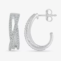 Womens 1/ CT. T.W. Natural White Diamond Sterling Silver 18mm Hoop Earrings