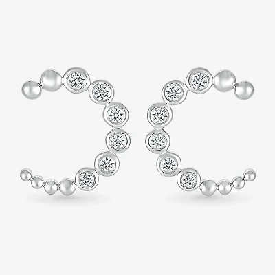 1/6 CT. T.W. Natural White Diamond Sterling Silver 13.1mm Moon Stud Earrings