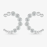 1/6 CT. T.W. Natural White Diamond Sterling Silver 13.1mm Moon Stud Earrings