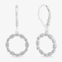 Womens 1/3 CT. T.W. Natural White Diamond Sterling Silver Circle Drop Earrings
