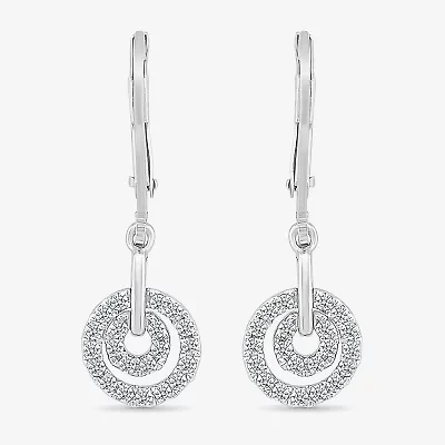 Womens 1/ CT. T.W. Natural White Diamond Sterling Silver Circle Drop Earrings