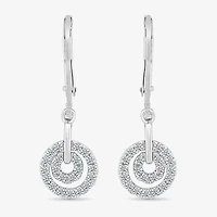 Womens 1/ CT. T.W. Natural White Diamond Sterling Silver Circle Drop Earrings