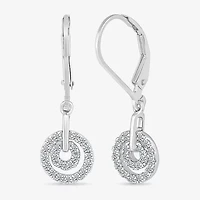 Womens 1/ CT. T.W. Natural White Diamond Sterling Silver Circle Drop Earrings