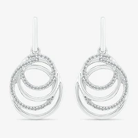 Womens 1/ CT. T.W. Natural White Diamond Sterling Silver Circle Drop Earrings