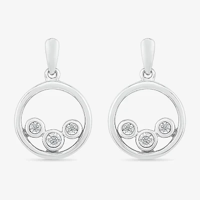 Womens 1/ CT. T.W. Natural White Diamond Sterling Silver Circle Drop Earrings