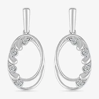 Womens 1/10 CT. T.W. Natural White Diamond Sterling Silver Oval Drop Earrings