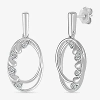Womens 1/10 CT. T.W. Natural White Diamond Sterling Silver Oval Drop Earrings