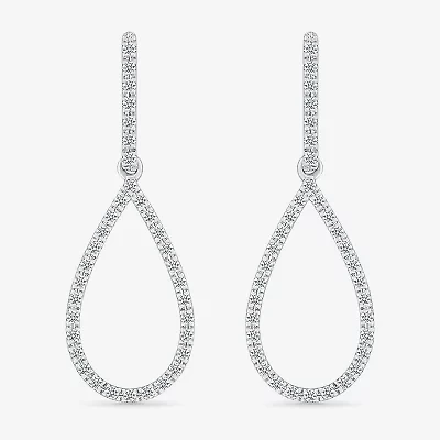 Womens 1/3 CT. T.W. Natural White Diamond Sterling Silver Pear Drop Earrings