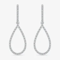 Womens 1/3 CT. T.W. Natural White Diamond Sterling Silver Pear Drop Earrings