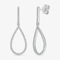 Womens 1/3 CT. T.W. Natural White Diamond Sterling Silver Pear Drop Earrings