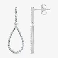 Womens 1/3 CT. T.W. Natural White Diamond Sterling Silver Pear Drop Earrings