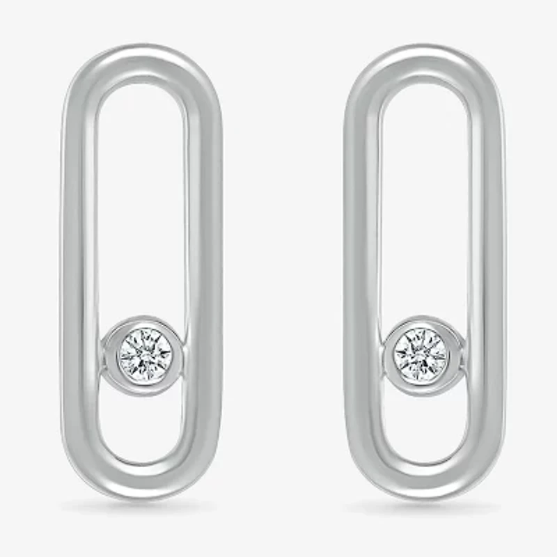 Diamond Accent Natural White Diamond Sterling Silver 17.5mm Stud Earrings