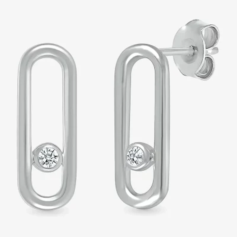 Diamond Accent Natural White Diamond Sterling Silver 17.5mm Stud Earrings