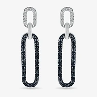 Womens 1/ CT. T.W. Natural Black Diamond Sterling Silver Paperclip Drop Earrings