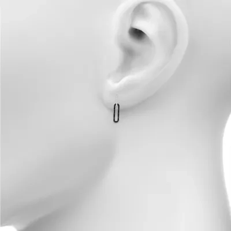 Womens 1/3 CT. T.W. Natural Black Diamond Sterling Silver Paperclip Drop Earrings