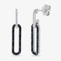 Womens 1/3 CT. T.W. Natural Black Diamond Sterling Silver Paperclip Drop Earrings