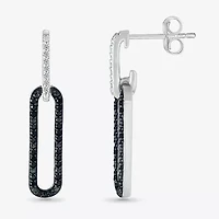 Womens 1/3 CT. T.W. Natural Black Diamond Sterling Silver Paperclip Drop Earrings