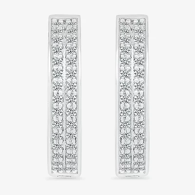 Womens 1/3 CT. T.W. Natural White Diamond Sterling Silver 18mm Hoop Earrings