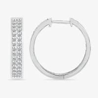 Womens 1/ CT. T.W. Natural White Diamond Sterling Silver 18mm Hoop Earrings