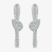 Womens 1/3 CT. T.W. Natural White Diamond Sterling Silver 20mm Pear Hoop Earrings