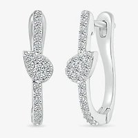 Womens 1/3 CT. T.W. Natural White Diamond Sterling Silver 20mm Pear Hoop Earrings