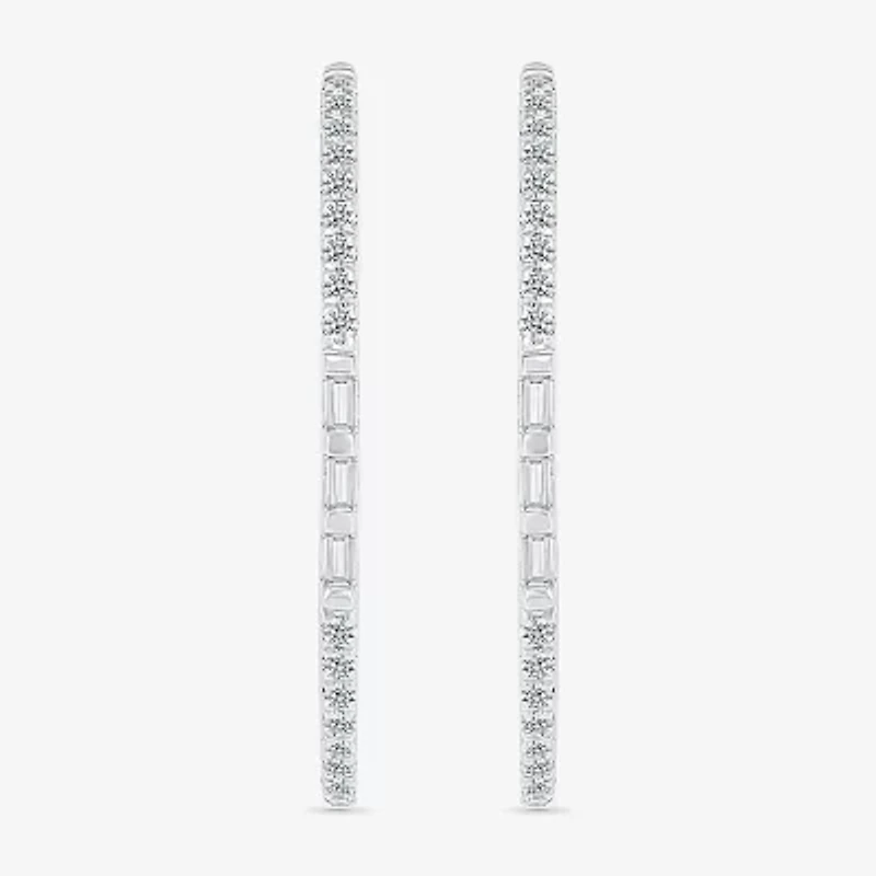 Womens / CT. T.W. Natural White Diamond Sterling Silver 25mm Hoop Earrings