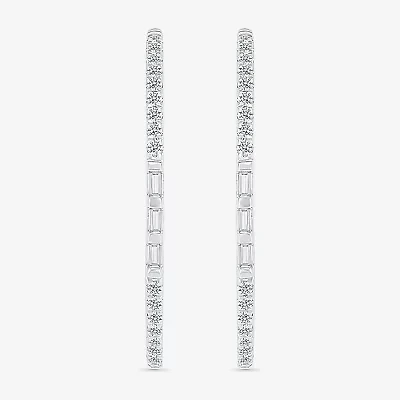 Womens / CT. T.W. Natural White Diamond Sterling Silver 25mm Hoop Earrings