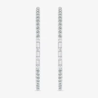 Womens / CT. T.W. Natural White Diamond Sterling Silver 25mm Hoop Earrings