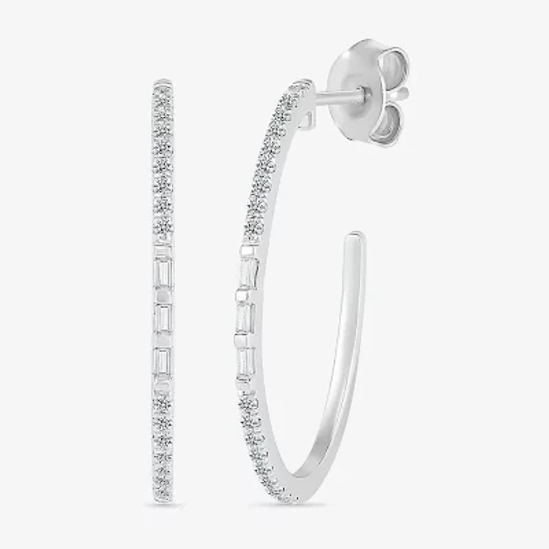 Womens / CT. T.W. Natural White Diamond Sterling Silver 25mm Hoop Earrings