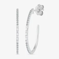 Womens / CT. T.W. Natural White Diamond Sterling Silver 25mm Hoop Earrings