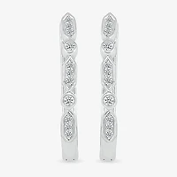 Womens 1/ CT. T.W. Natural White Diamond Sterling Silver 21mm Hoop Earrings