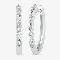 Womens 1/ CT. T.W. Natural White Diamond Sterling Silver 21mm Hoop Earrings