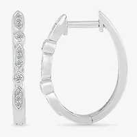 Womens 1/ CT. T.W. Natural White Diamond Sterling Silver 21mm Hoop Earrings