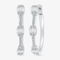 Womens 1/2 CT. T.W. Natural White Diamond Sterling Silver 23.7mm Hoop Earrings