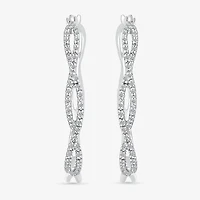 Womens 1/4 CT. T.W. Natural White Diamond Sterling Silver 29mm Hoop Earrings