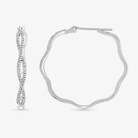 Womens 1/4 CT. T.W. Natural White Diamond Sterling Silver 29mm Hoop Earrings