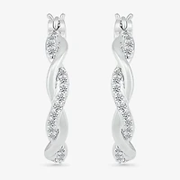 Womens 1/ CT. T.W. Natural White Diamond Sterling Silver 24mm Hoop Earrings
