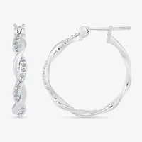 Womens 1/ CT. T.W. Natural White Diamond Sterling Silver 24mm Hoop Earrings