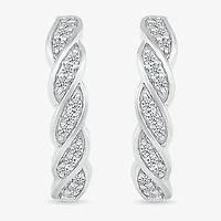 Womens 1/ CT. T.W. Natural White Diamond Sterling Silver 21mm Hoop Earrings
