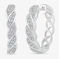 Womens 1/3 CT. T.W. Natural White Diamond Sterling Silver 21mm Hoop Earrings