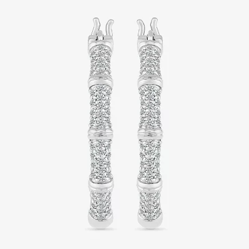 Womens / CT. T.W. Natural White Diamond Sterling Silver 25mm Hoop Earrings