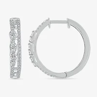 Womens 1/2 CT. T.W. Natural White Diamond Sterling Silver 20.5mm Hoop Earrings