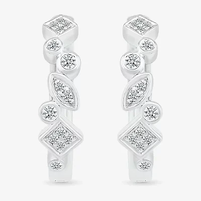 Womens 1/6 CT. T.W. Natural White Diamond Sterling Silver 18mm Hoop Earrings